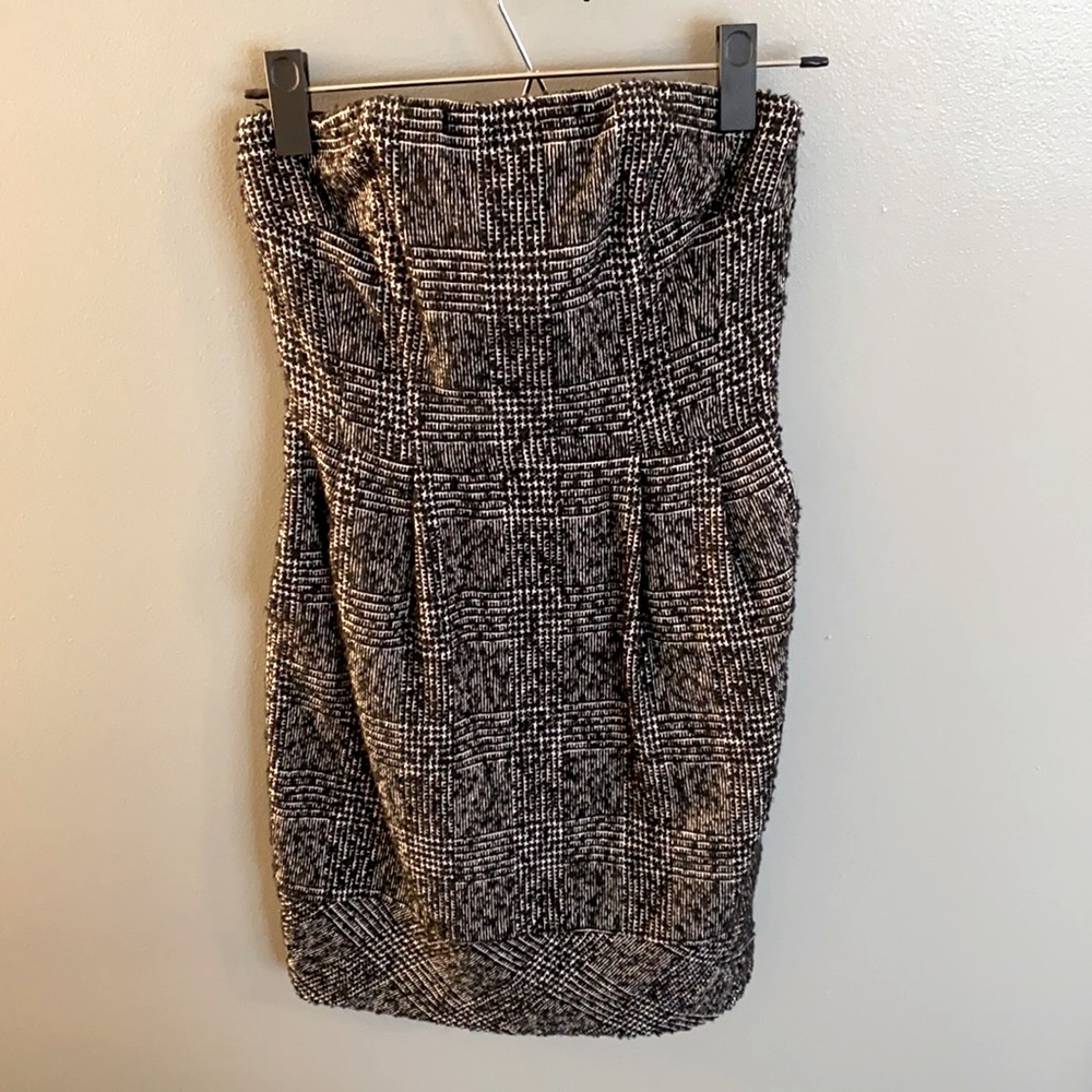 Houndstooth Tweed Mini Dress w/ Pockets